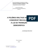 A Polêmica Malthus Versus Condorcet Reavaliada À Luz Da Transição Demográfica