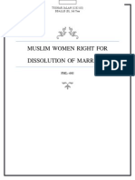 Muslim Women Right For Dissolution of Marriage