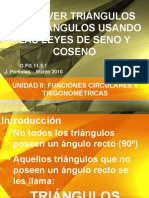 Resolver Triángulos Usando Leyes de Seno y Coseno