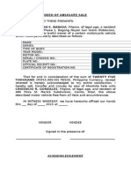 Deed of Sale - Personal Property