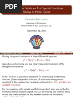 Power Series Solutions and Special Functions: Review of Power Series