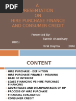 Hire Purchase Finance and Consumer Credit