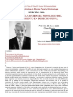 Acerca de La Ratio Del - Privilegio Del Desistimiento en Derecho Penal - Claus Roxin