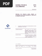 NTC 811-Método de Ensayo para Medir La Adhesión de Un Recubrimiento Mediante El Ensayo de Cinta