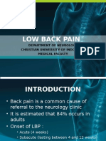 Low Back Pain: Department of Neurology Christian University of Indonesia Medical Faculty