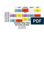 Assumption College, Makati High School Art Room: Class Schedule