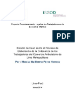 Estudio de Caso Sobre La Elaboración de La Ordenanza Que Regula El Comercio Ambulatorio en Lima Metropolitana