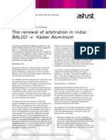 The Renewal of Arbitration in India:: BALCO - V-Kaiser Aluminium