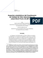 Aspectos Estadísticos Del Cuestionario de Calidad de Vida Relacionada Con Salud Short Form