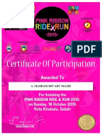 Pink Ribbon Ride & Run Certificate