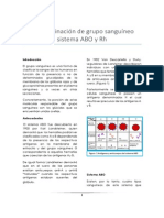 Determinación de Grupo Sanguíneo Sistema ABO y RH