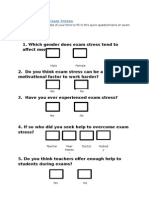 Questionnaire-Exam Stress: Tick The Box