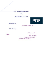 An Internship Report On Allied Bank LTD.: Submitted To