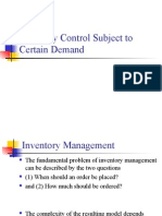 Inventory Control Subject To Certain Demand