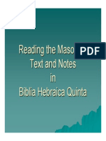 Reading The Masoretic Text and Notes in BHQ