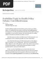 Forbidden Topic in Health Policy Debate - Cost Effectiveness - The New York Times