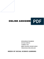 Online Assignment: Needs of Social Science Learning