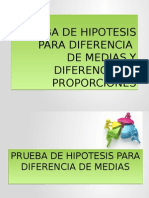 Prueba de Hipotesis para Diferencia de Medias