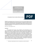 Da Linguística Formal A AD - Um Percurso Teórico PDF