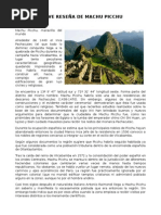 Breve Reseña de Machu Picchu