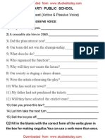 Class 8 English Worksheet - Active & Passive Voice