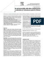 Efficacy of Omeprazole and Amoxicillin With Either Clarithromycin or Metronidazole On Eradication of in Chinese Peptic Ulcer Patients