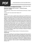 A Conjoint Analysis of The Listening Activity Preferences of A Select Group of Grade 7 and Grade 8 Students From Philippine Provincial School