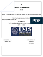 A Business Reading ON: Role of Financial Institution On Indian Economy"