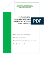 Previsiones y Planificacion de Las Diferentes Actividades de La Empresa