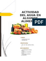 Actividad Del Agua en Algunos Alimentos