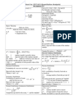 Formula Sheet - Quantitative Analysis