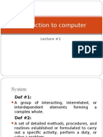 Introduction To Computer: Lecture #1