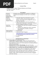 Lesson Plan - Science - Testing Materials and Design 1