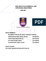 Safety and Health in Chemical and Bioprocess Industries CBE 686