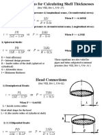 1) Cylindrical Shells (Internal Pressure & Longitudinal Seams, Circumferential Stress) : When P 0.385SE