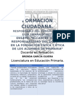 Ensayo "Alcances de La Responsabilidad Del Docente en La Formación Cívica y Ética de Los Alumnos de Primaria"