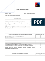 Example Class Inspection Sheet Maths