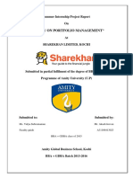 "A Study On Portfolio Management": Summer Internship Project Report On