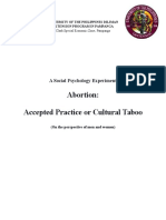 Abortion: Accepted Practice or Cultural Taboo: A Social Psychology Experiment