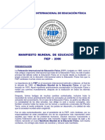 Manifiesto Mundial de Educación Física Fiep 2000