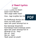 Atrangi Yaari Lyrics