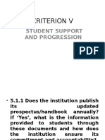 Criterion V: Student Support and Progression