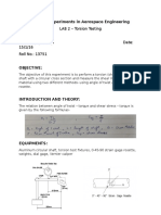 LAB 2 - Torsion Testing: AE351 - Experiments in Aerospace Engineering