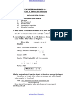 Question Bank For First Year First Sem Question Bank For Physics-I Regulation 20913