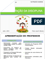 Apresentacao e Introdução Da Disciplina - Nutrição Humana