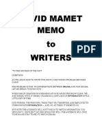 David Mamet Memo To The Writers