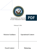 D N FY 2017 P B: Epartment of The AVY Resident'S Udget