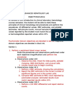 HEMATOLOGY Psychomotor and Cognitive Objectives For Lab Classes