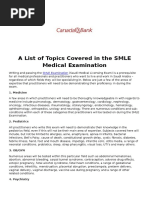 A List of Topics Covered in The SMLE Medical Examination