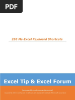 250 MR Excel Keyboard Shortcuts